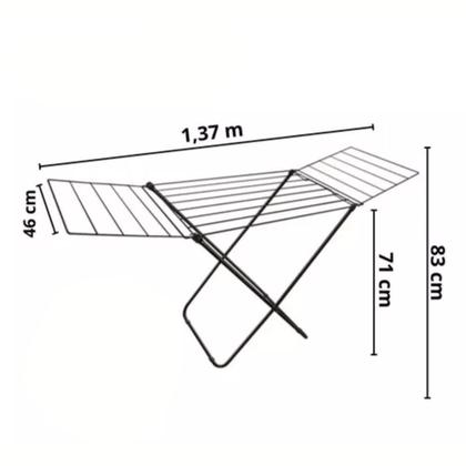 Imagem de Varal De Chão Grande Reforçado Com Abas Dobrável Retrátil