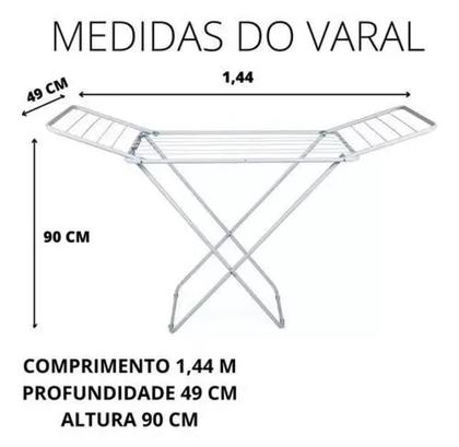 Imagem de Varal De Chão Reforçado Com Abas Dobrável Retrátil Aço Forte Mor