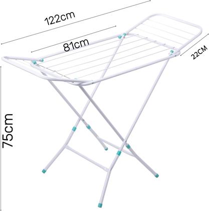 Imagem de Varal de Chão Reforçado com Abas Dobrável Retrátil Slim Cor Branco