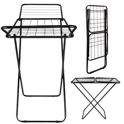 Imagem de Varal De Chão Slim Preto Com Abas Dobráveis