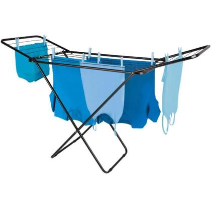 Imagem de Varal De Chão Slim Preto Com Abas Dobráveis