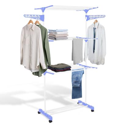 Imagem de Varal De Chão Vertical Para Roupas 3 Andares Dobrável Portátil Grande