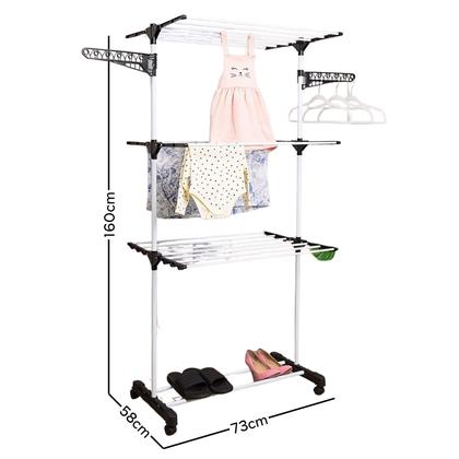 Imagem de Varal De Chão Vertical Para Roupas 3 Andares Dobrável Portátil Grande