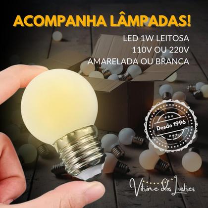 Imagem de Varal de Luzes 20 Metros Com Lâmpadas LED Externo Gambiarra Cordão Amarela ou Branca Chuva Prova Água Evento