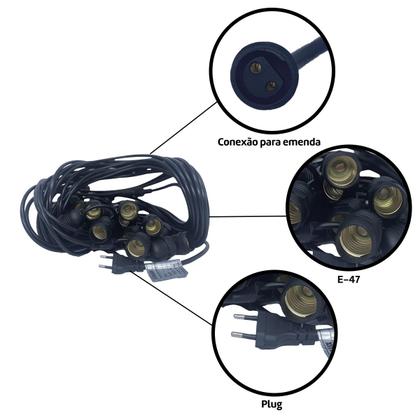 Imagem de Varal de Luzes Bocal E-27 Bivolt Sem Lâmpadas Foxlux