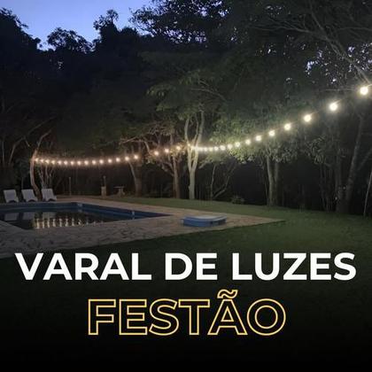 Imagem de Varal De Luzes Cordão Festão 15 Mts Gambiarra Com 30 Bocais Festas Eventos