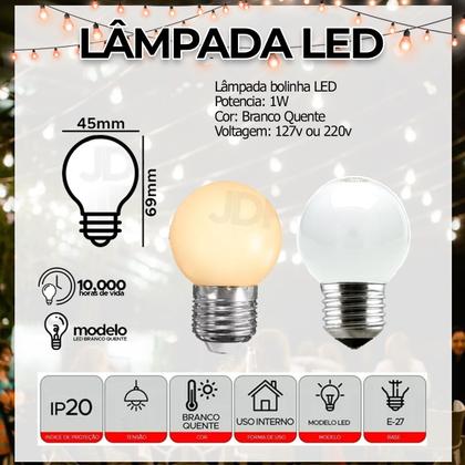 Imagem de Varal de Luzes Preto 40M Com Lampadas Led 127v de Decoração área externa Cordão de Iluminação de casamento noivado eventos ou quintal jardim