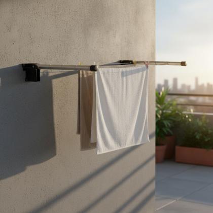 Imagem de Varal De Muro Parede Em Alumínio Reforçado Dobrável 5 Cordas - MAXEB - 7389