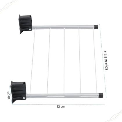 Imagem de Varal De Muro Parede Em Alumínio Reforçado Dobrável 5 Cordas - MAXEB - 7389