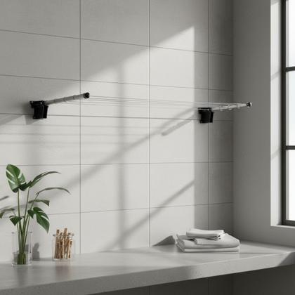 Imagem de Varal De Muro Parede Em Alumínio Reforçado Dobrável 5 Cordas - MAXEB - 7389