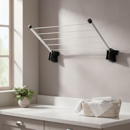 Imagem de Varal De Muro Parede Em Alumínio Reforçado Dobrável 5 Cordas - MAXEB - 7389