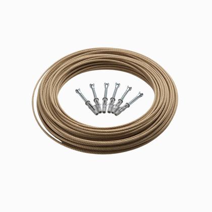 Imagem de Varal De Parede Branco 60cm 6 Cordas Kit Completo Com Suportes Cabo De Aço E Instalação