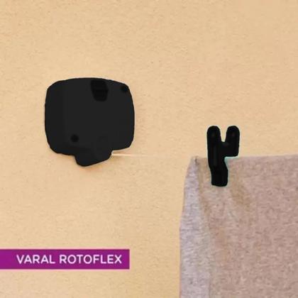 Imagem de Varal de Parede Retrátil Automatico Preto 1 Corda 5 metros Rotoflex