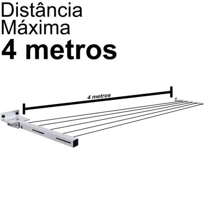 Imagem de Varal de Parede Retrátil em Aluminio Com Kit Instação Suporta até 80kg