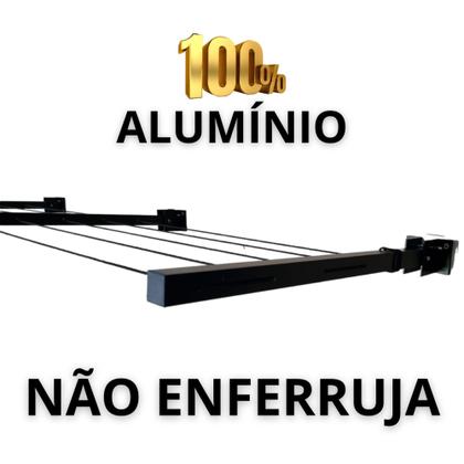 Imagem de Varal de Parede Retrátil Reforçado 3 Hastes Alumínio Extensível Até 8 metros - 50kg