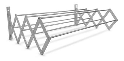 Imagem de Varal de Parede Sanfonado Retrátil 60 cm Seca Roupas 100 Alumínio Ideal Para Apartamentos Não Enferruja