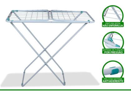 Imagem de Varal De Pé Chão Aço Reforçado Com Abas Retrátil Roupa Mor