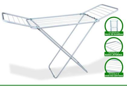 Imagem de Varal De Pé Chão Aço Reforçado Com Abas Retrátil Roupa Mor