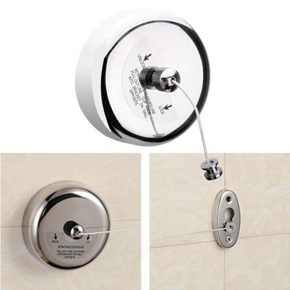 Imagem de Varal de Roupa Cabideiro De Parede Retrátil Recolhível Lavanderia Banheiro 3 Metros Aço Inox Organizador