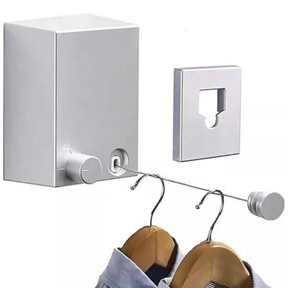 Imagem de Varal de Roupa Retratil Automatico Parede Muro Seca Facil Lençol Camisa Short Roupa Lavanderia Varanda Apartamento Casa