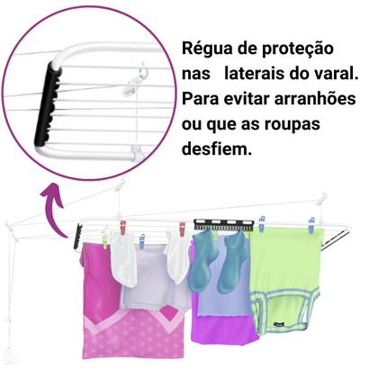 Imagem de Varal de Teto em Aço 1,2m Reforçado Estendedor de Roupas Someway