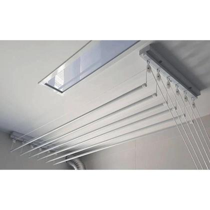 Imagem de Varal De Teto Individual 10 Varetas Aluminio Branco - 100cm