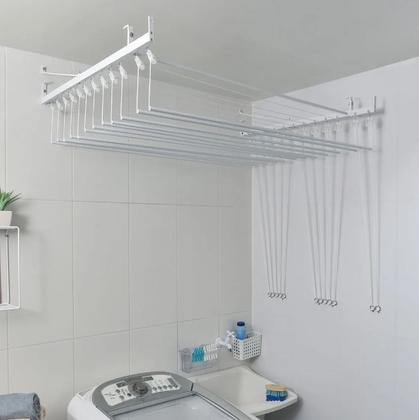 Imagem de Varal de Teto Para Apartamento 150cm 12 Varetas Individuais