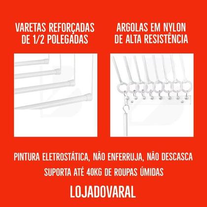 Imagem de Varal Individual De Teto 100cm Com 12 Varetas Em Alumínio