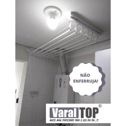 Imagem de Varal Individual De Teto 165cm x 10 Varetas - Em Alumínio Branco