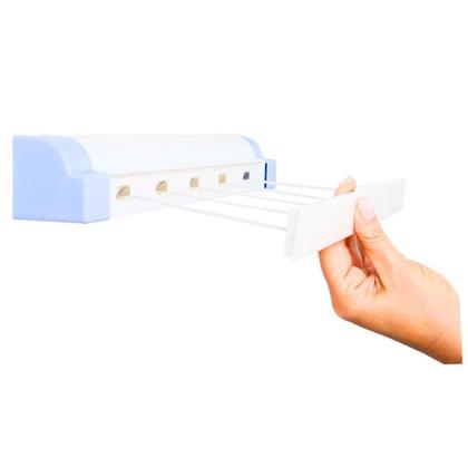 Imagem de Varal Inteligente Rotoflex Secalux Recolhível Parede Casa Lavanderia Quintal 5 Cordas 4,10M Resistente Para Secar Roupas