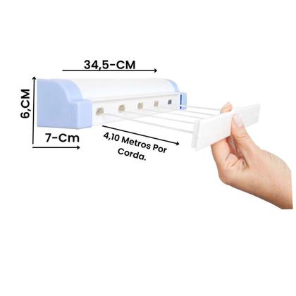 Imagem de Varal Inteligente Rotoflex Secalux Recolhível Parede Casa Lavanderia Quintal 5 Cordas 4,10M Resistente Para Secar Roupas