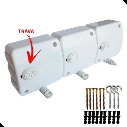 Imagem de Varal Modular Recolhimento Automático Com 3 Módulos 6m Maxeb