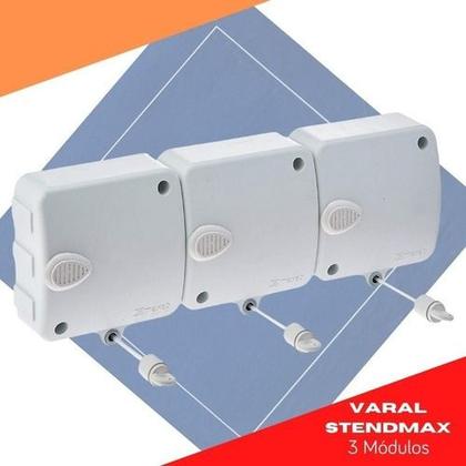 Imagem de Varal Modular Stendmax Branco Recolhe Automático 3 Módulos 6 metros Cada
