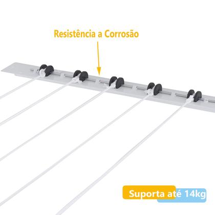 Imagem de Varal Parede 5 Cordas Teto Resistente Individual Aço Oferta