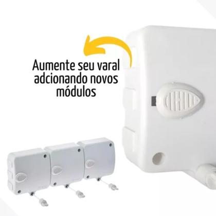 Imagem de Varal Parede Roupa Retrátil Automático 6 Metros