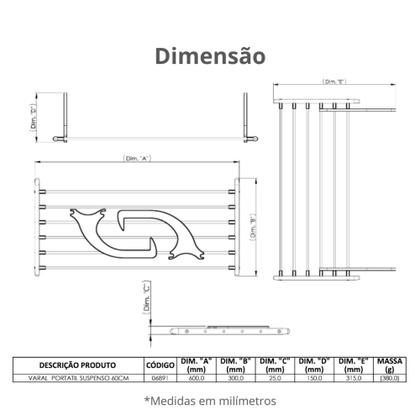 Imagem de Varal Portátil De Tamanho 30 x 60 cm Durín