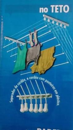 Imagem de Varal Prático para Teto ou Parede em Aço 1,40m - Secalux