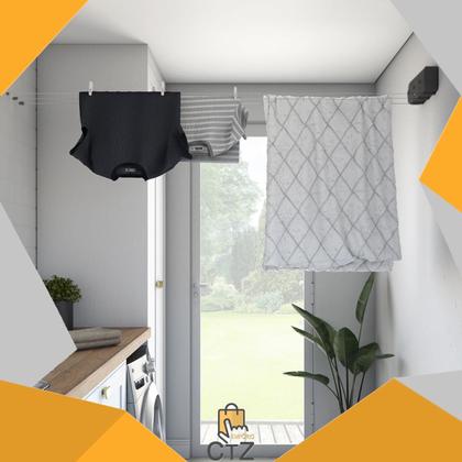 Imagem de Varal Retrátil Automatico Parede Corda 3 Modulos Stendmax 6m Preto