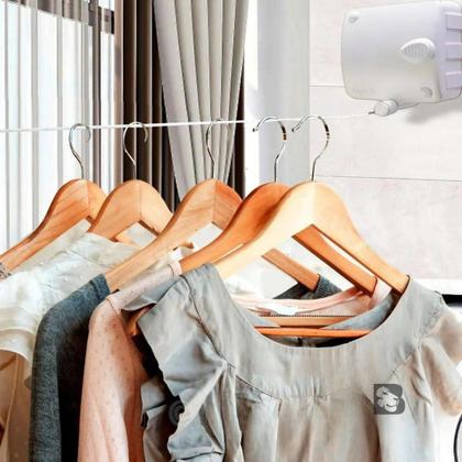Imagem de Varal Retrátil de Parede Automático Modular Com 6, 12 ou 18 Metros Corda Para Secar Roupa Com Trava