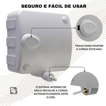 Imagem de Varal Retrátil de Parede Automático Modular Com 6, 12 ou 18 Metros Corda Para Secar Roupa Com Trava