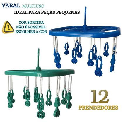 Imagem de Varal Roupa Intima Multiuso Calcinha Cueca Meia 12 Prendedores Cor sortida