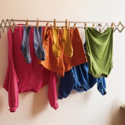 Imagem de Varal Roupa Parede Sanfonado Alumínio Retrátil Grande Dobrável Recolhível Reforçado Apartamento 80cm