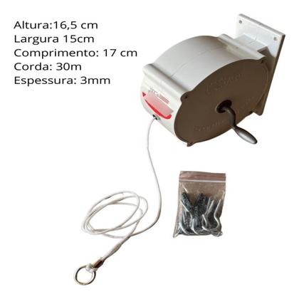 Imagem de Varal Roupas Retrátil Recolhível De Parede Seca Fácil 30m