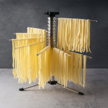 Imagem de Varal secador massas python pasta macarrao 14 hastes profissional escorredor dobravel inox chef rotativo
