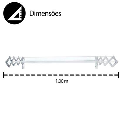 Imagem de Varal Suspenso Sanfonado Em Aço Para Apto ou Casa 1M Capacidade Para 12kg Compacto Mor