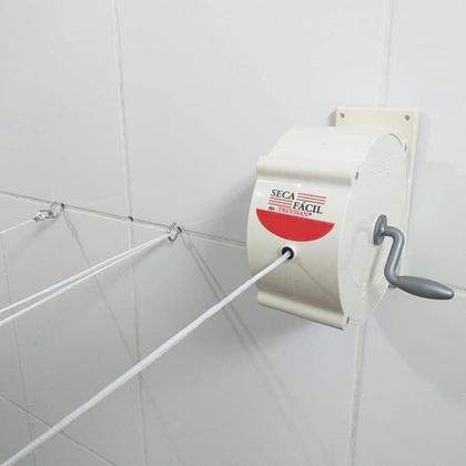 Imagem de Varal Trevisan Retrátil Recolhível De Parede Seca Fácil 30m