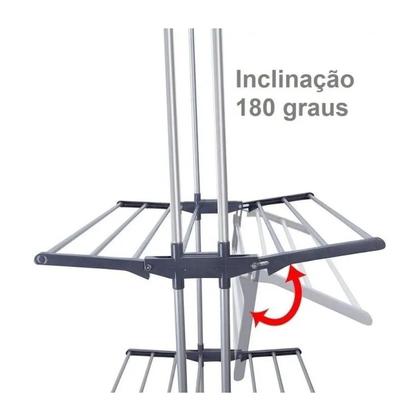 Imagem de Varal vertical de chão 3 andares em metal 170x126x64cm