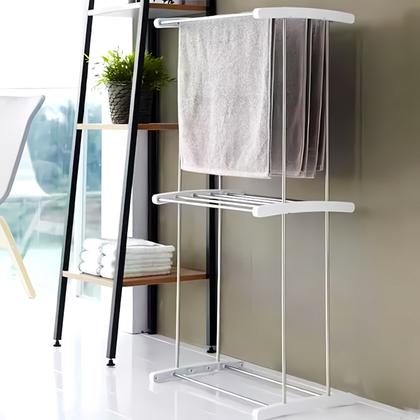 Imagem de Varal Vertical De Roupa Dois Andares Em Plastico Aço Inox Prateleiras 120 cm