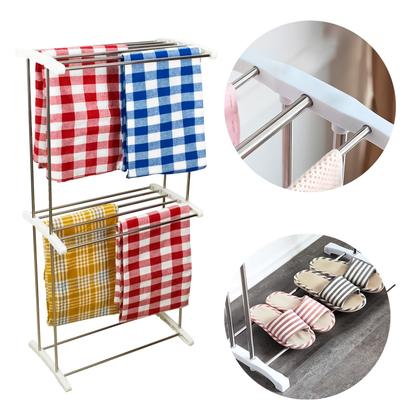 Imagem de Varal Vertical De Roupa Dois Andares Em Plastico Aço Inox Prateleiras 120 cm