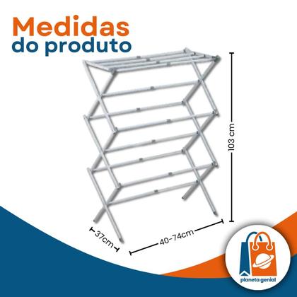 Imagem de Varal Vertical Retrátil de Chão Dobrável Compacto Portátil Ideal Apartamentos Lavanderias Varandas